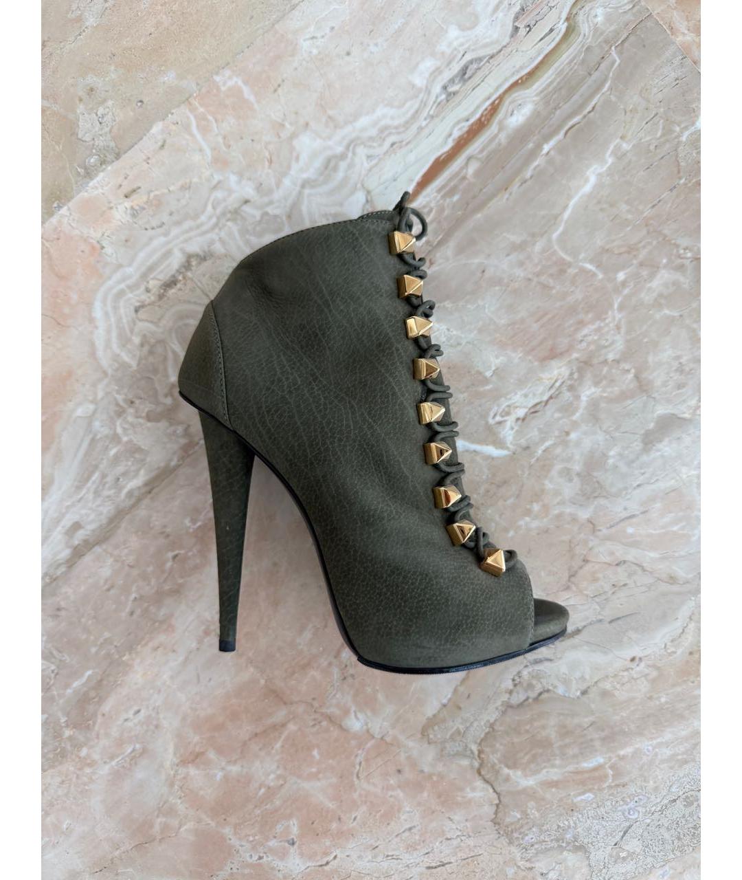 GIUSEPPE ZANOTTI DESIGN Хаки замшевые ботильоны, фото 8