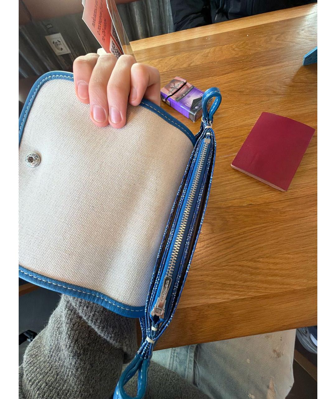 GOYARD Синяя сумка на плечо из канвы, фото 4