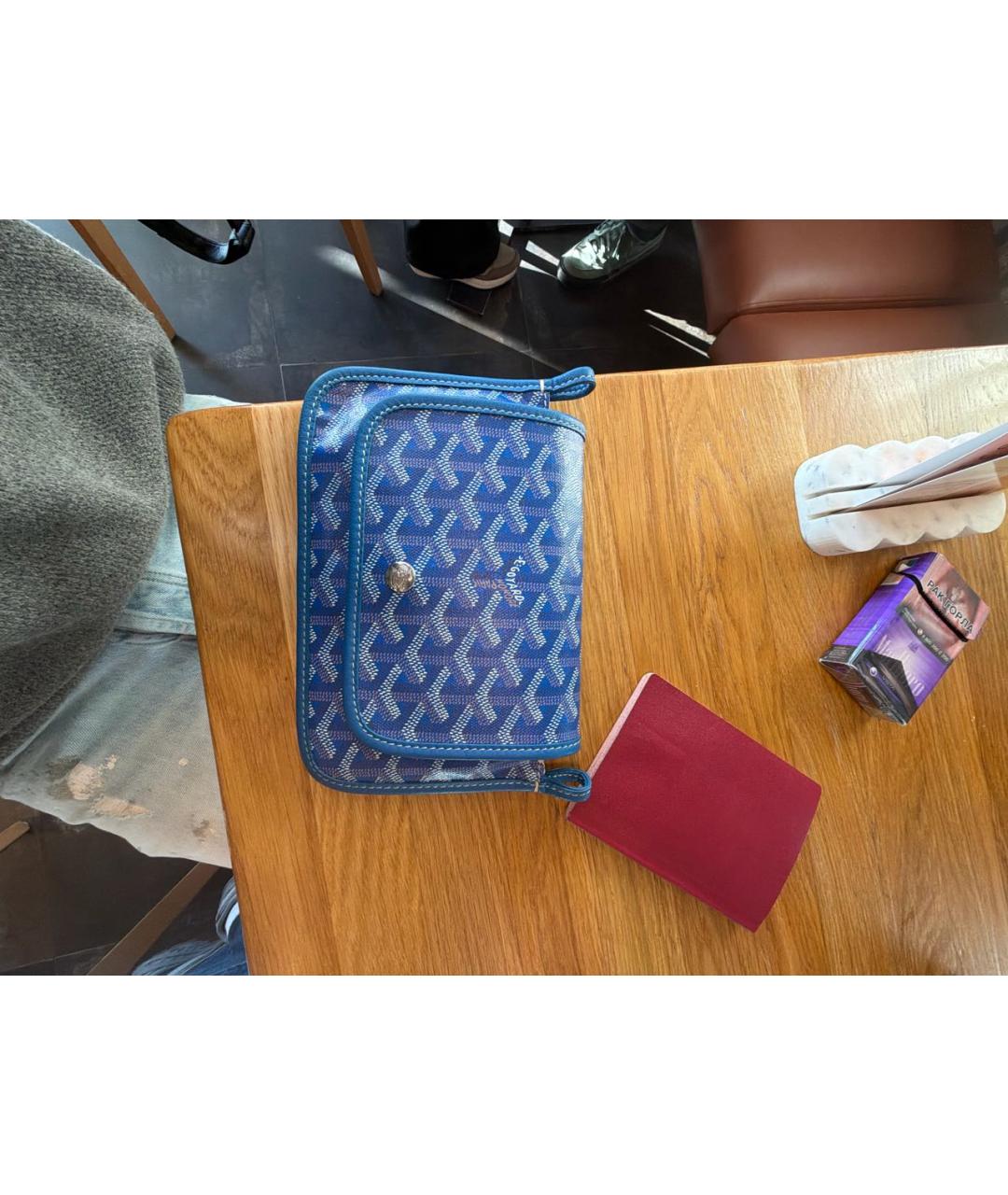 GOYARD Синяя сумка на плечо из канвы, фото 9
