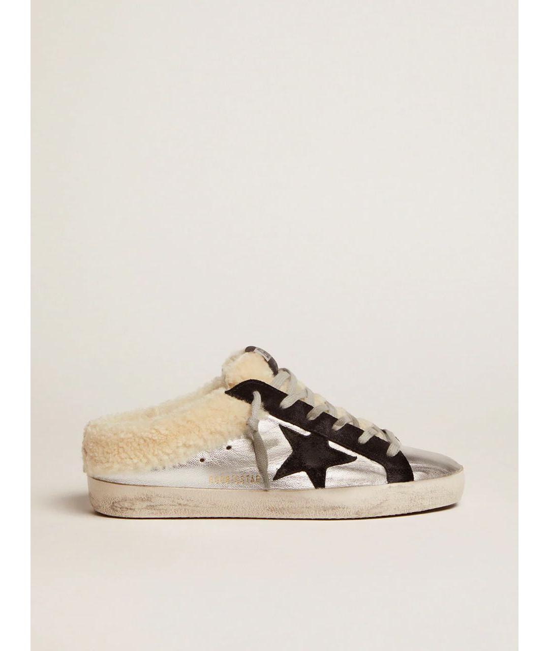 GOLDEN GOOSE Серебряные кожаные кеды, фото 5