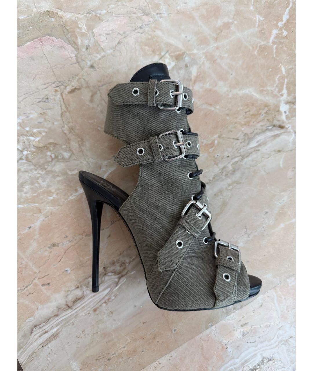 GIUSEPPE ZANOTTI DESIGN Хаки текстильные ботильоны, фото 7