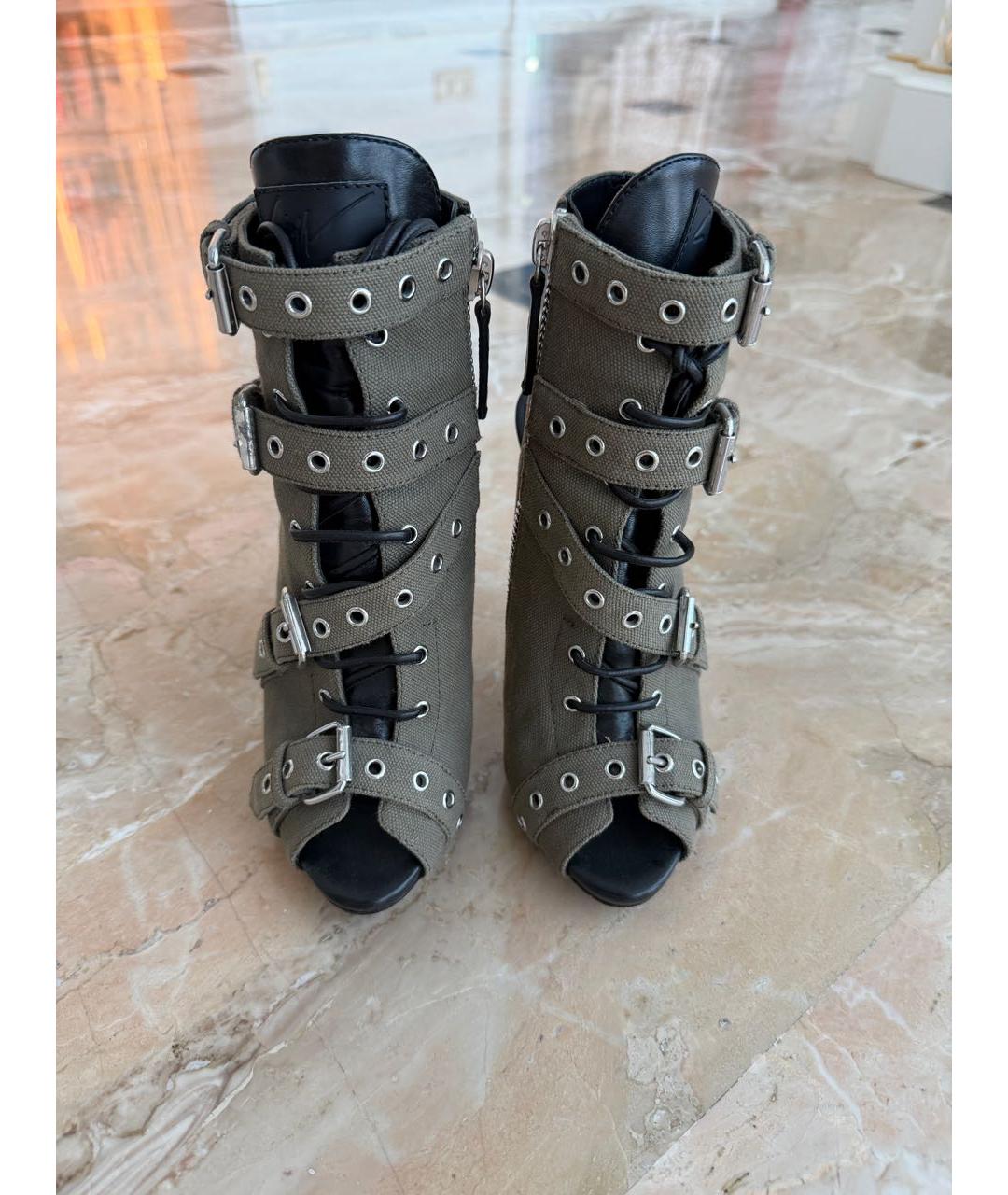 GIUSEPPE ZANOTTI DESIGN Хаки текстильные ботильоны, фото 2