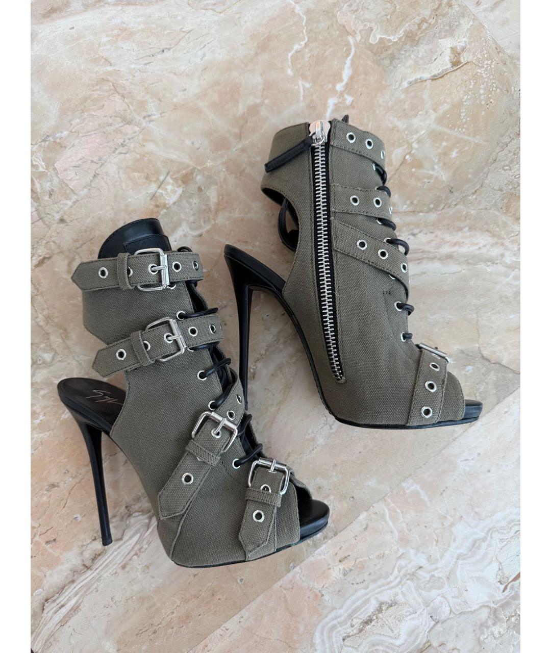 GIUSEPPE ZANOTTI DESIGN Хаки текстильные ботильоны, фото 5