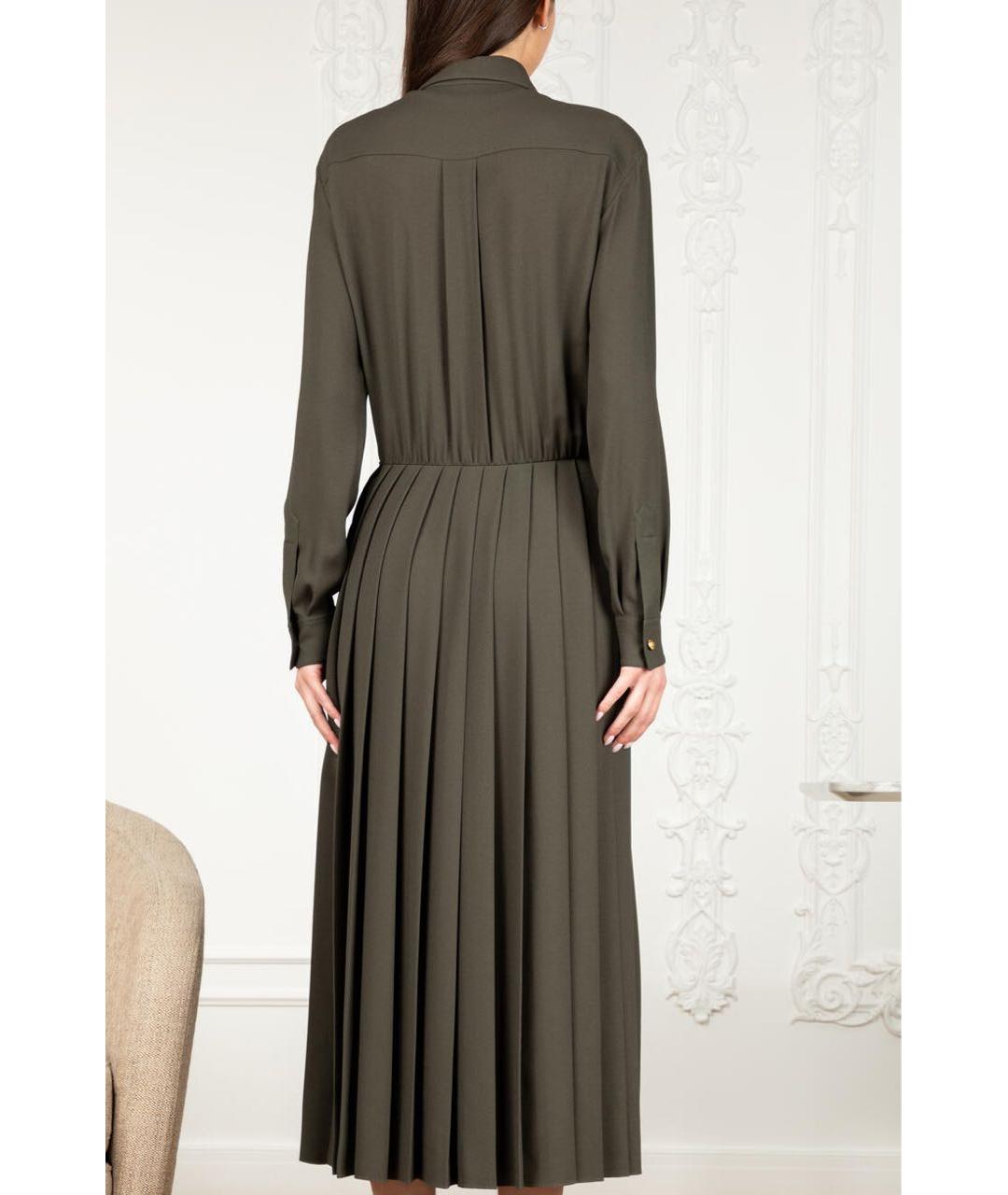 CELINE Хаки вискозное повседневное платье, фото 2