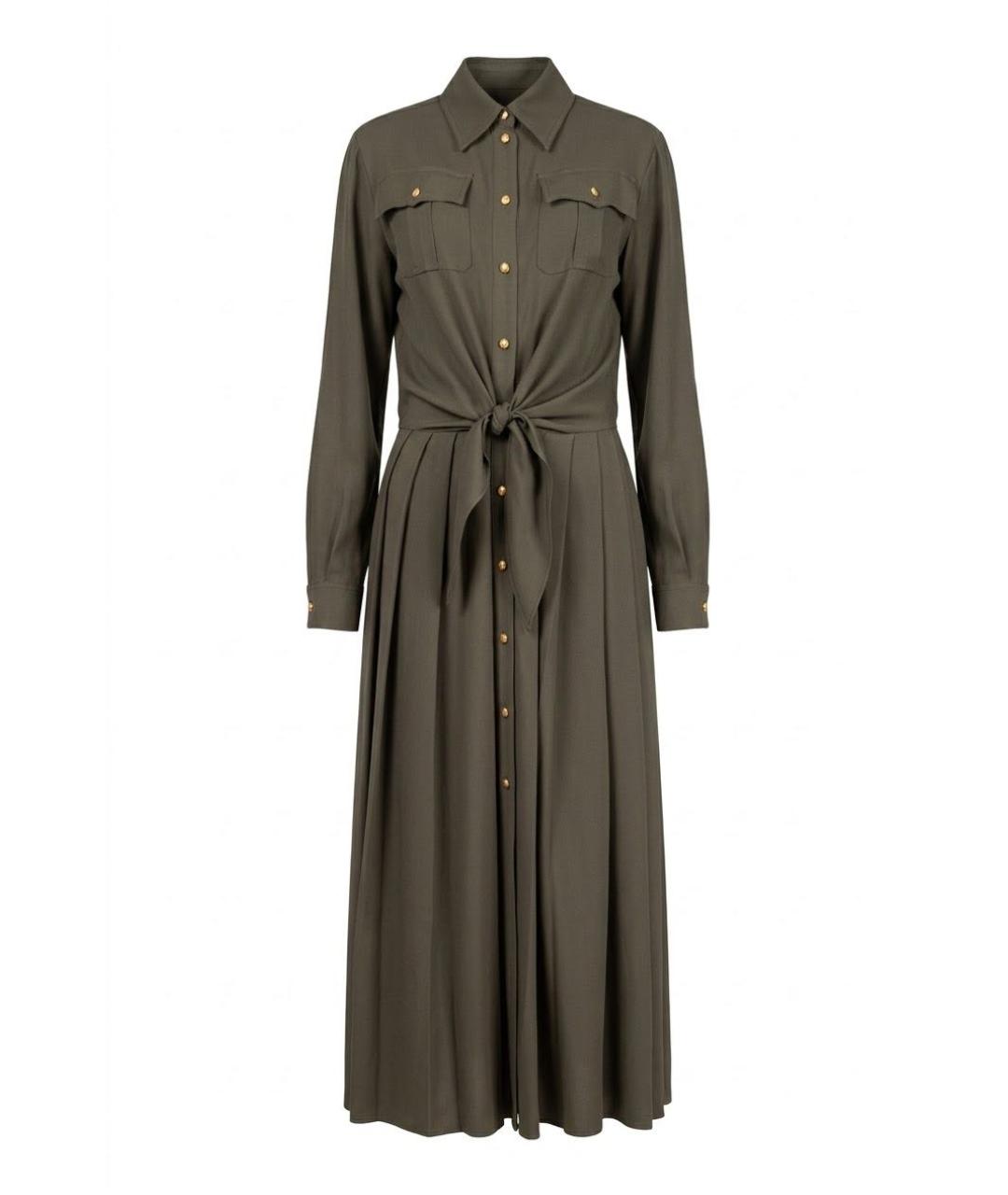 CELINE Хаки вискозное повседневное платье, фото 1
