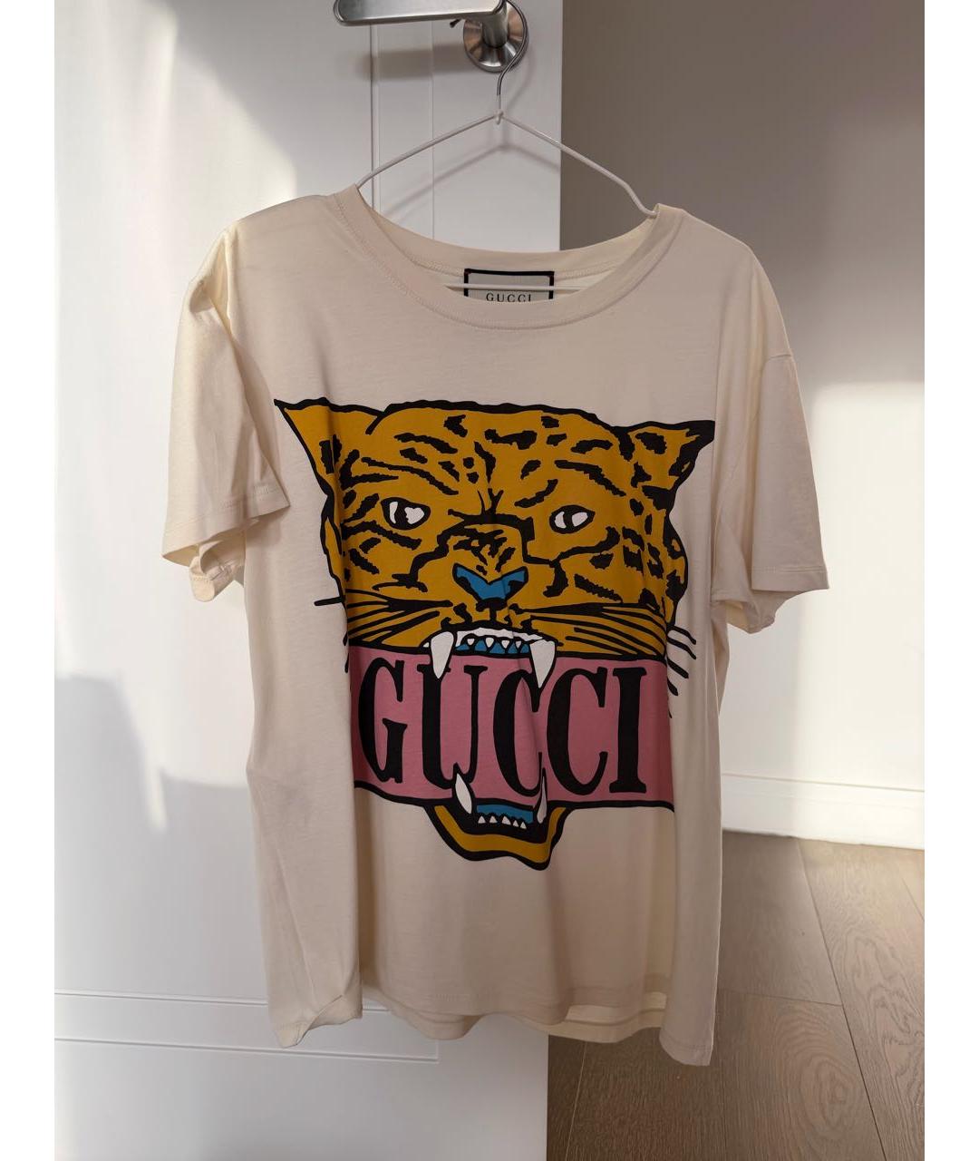 GUCCI Белая хлопковая футболка, фото 5