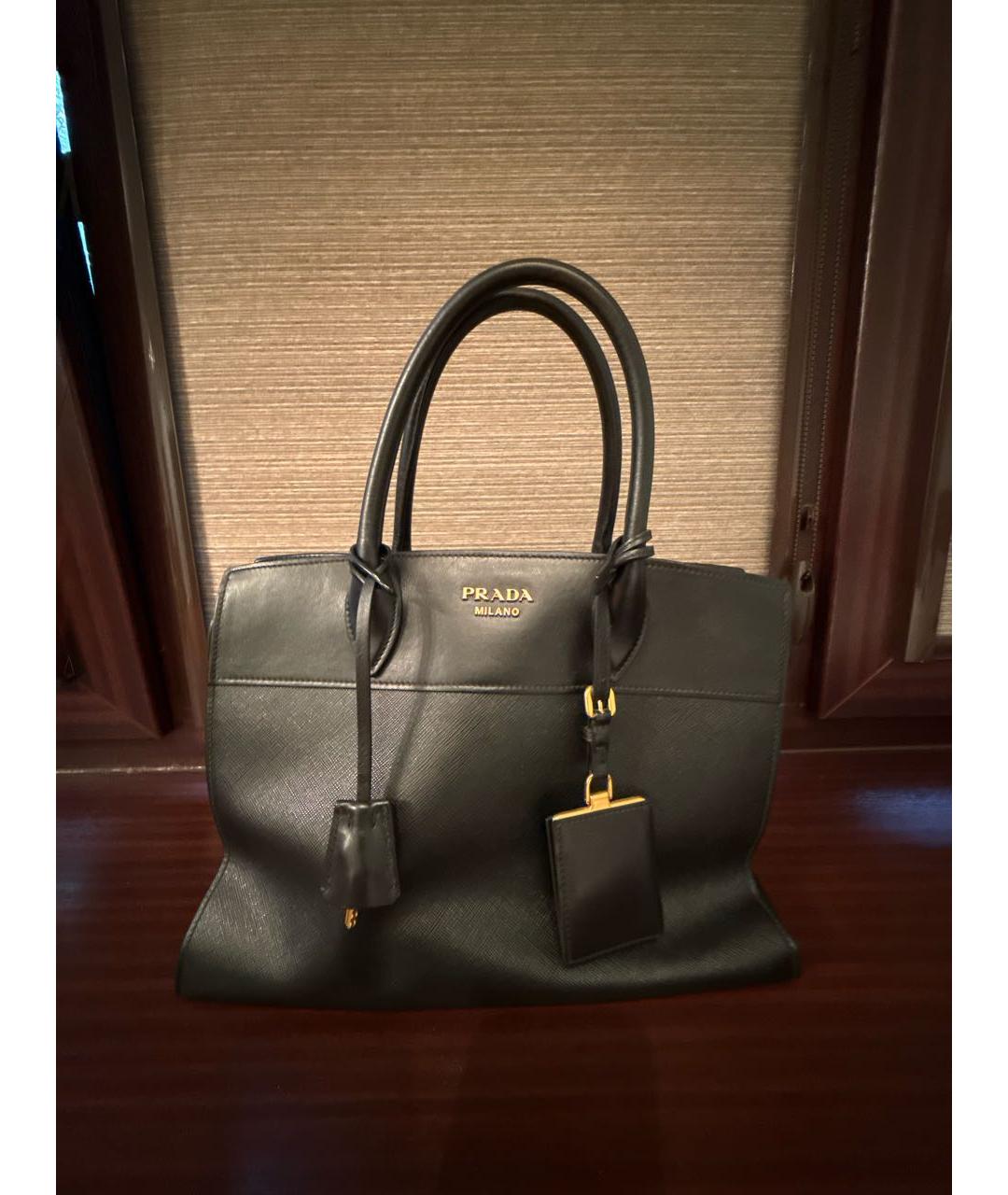 PRADA Черная кожаная сумка тоут, фото 5
