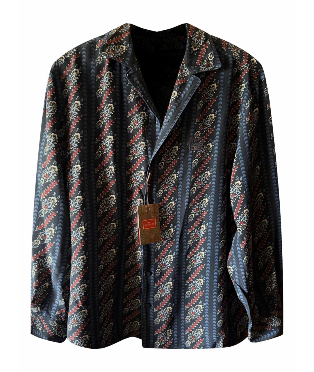 ETRO Темно-синяя шелковая кэжуал рубашка, фото 1