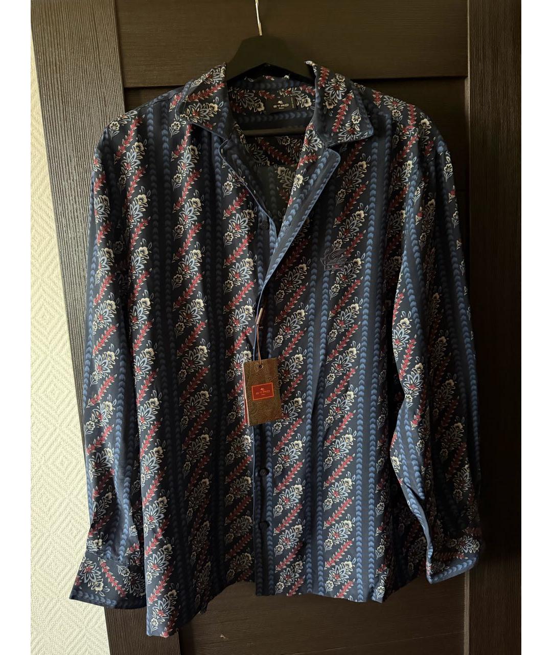 ETRO Темно-синяя шелковая кэжуал рубашка, фото 7