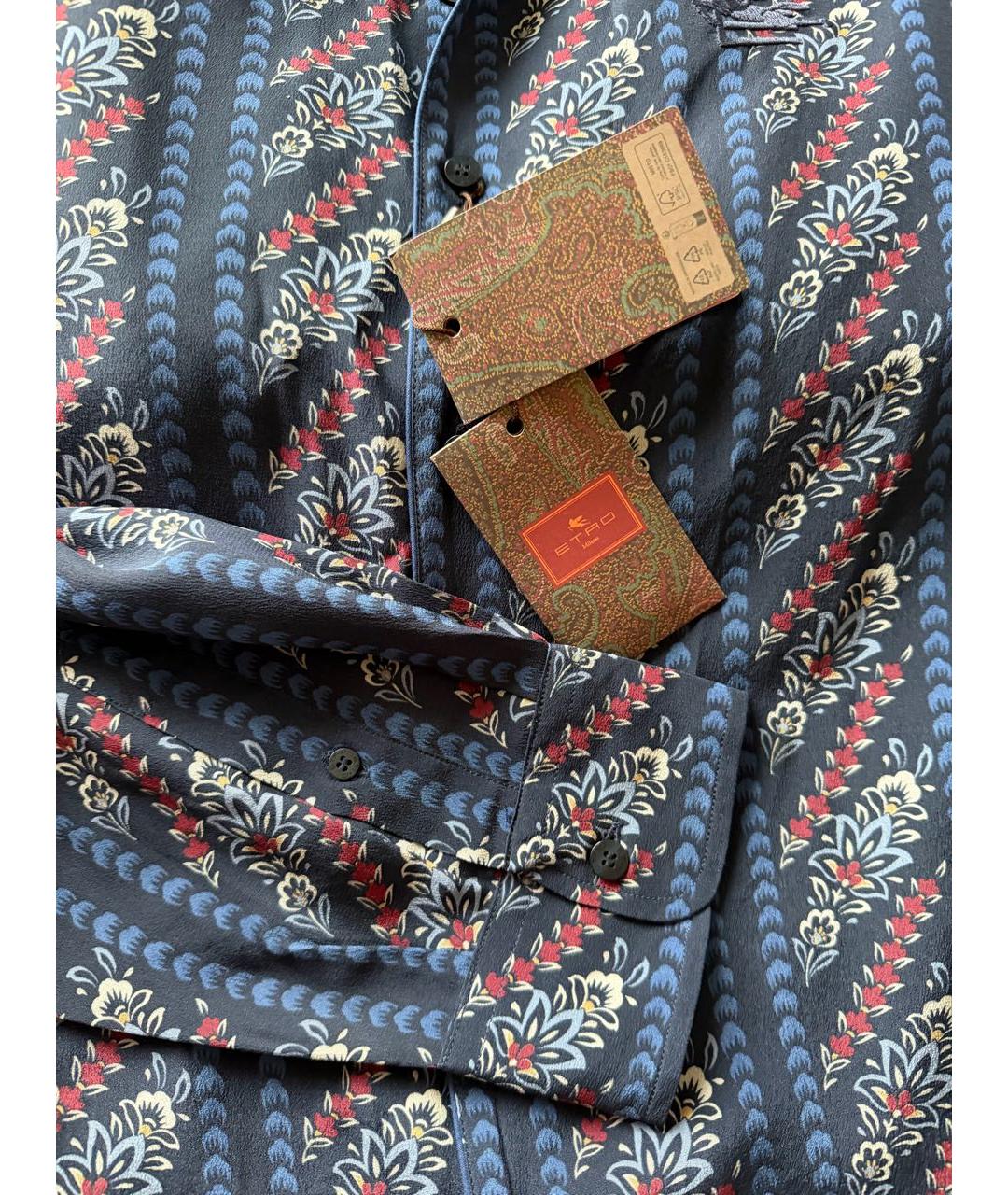 ETRO Темно-синяя шелковая кэжуал рубашка, фото 4