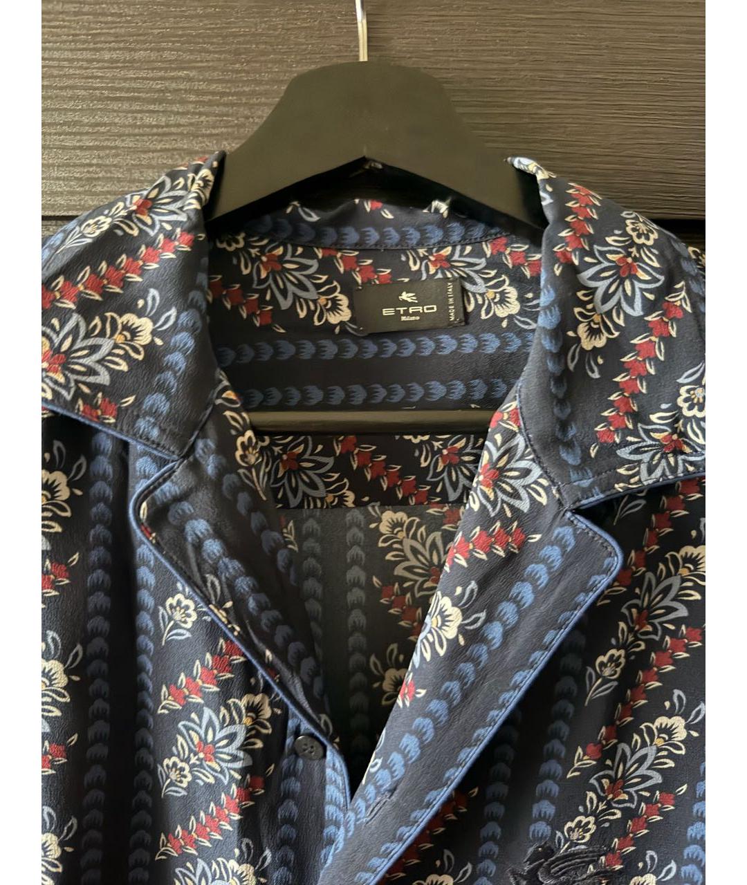 ETRO Темно-синяя шелковая кэжуал рубашка, фото 3