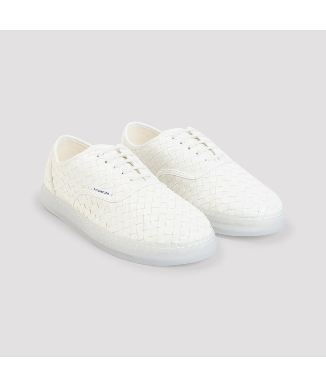 BOTTEGA VENETA Белые кожаные низкие кроссовки / кеды, фото 4