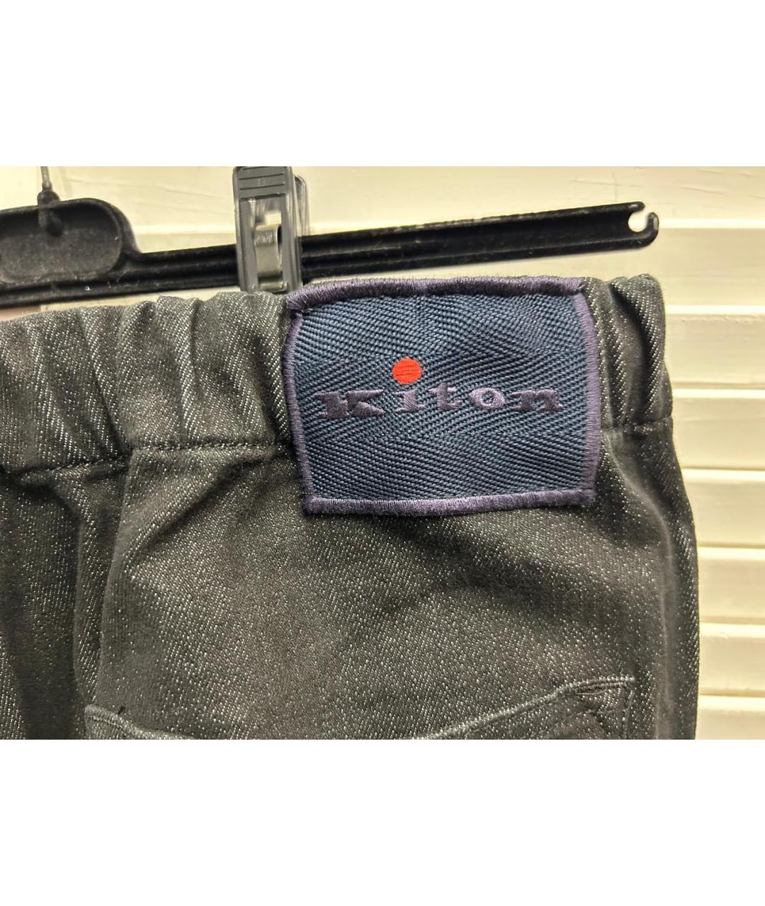 KITON Антрацитовые хлопко-эластановые прямые джинсы, фото 3