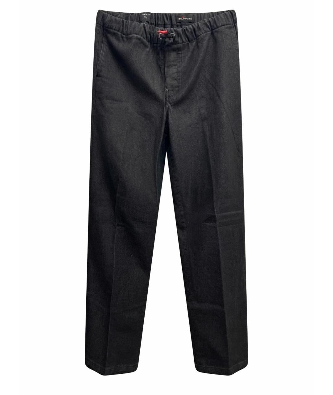 KITON Антрацитовые хлопко-эластановые прямые джинсы, фото 1