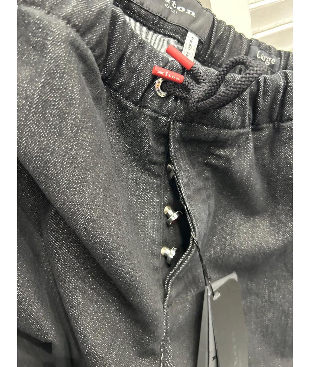 KITON Антрацитовые хлопко-эластановые прямые джинсы, фото 6