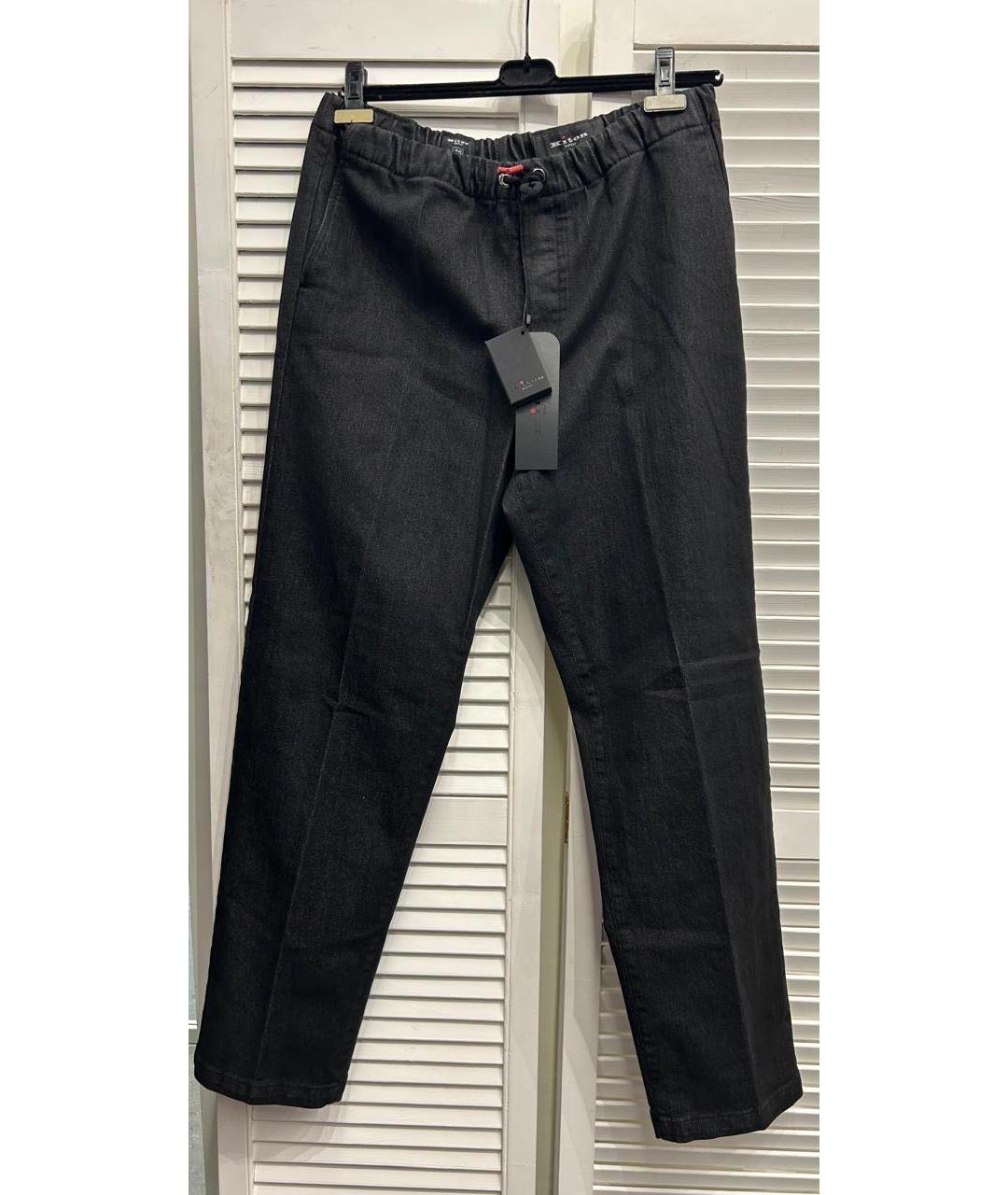 KITON Антрацитовые хлопко-эластановые прямые джинсы, фото 9