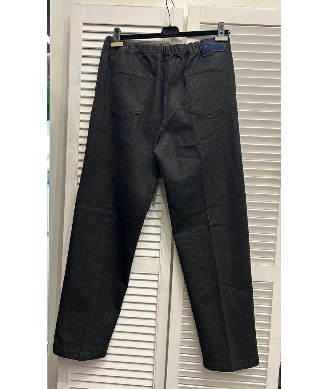 KITON Антрацитовые хлопко-эластановые прямые джинсы, фото 2