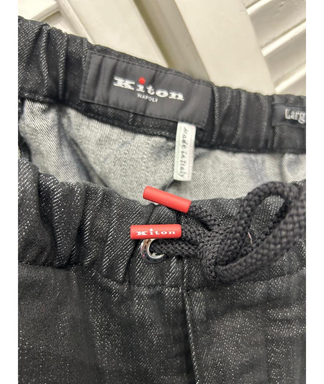 KITON Антрацитовые хлопко-эластановые прямые джинсы, фото 5