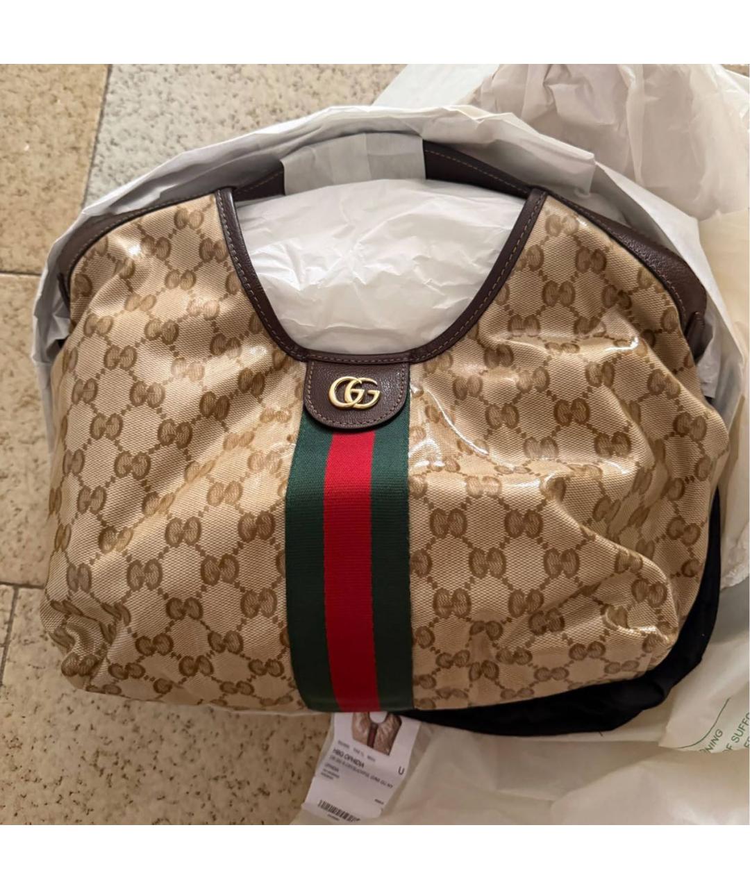 GUCCI Коричневая сумка тоут из канвы, фото 2