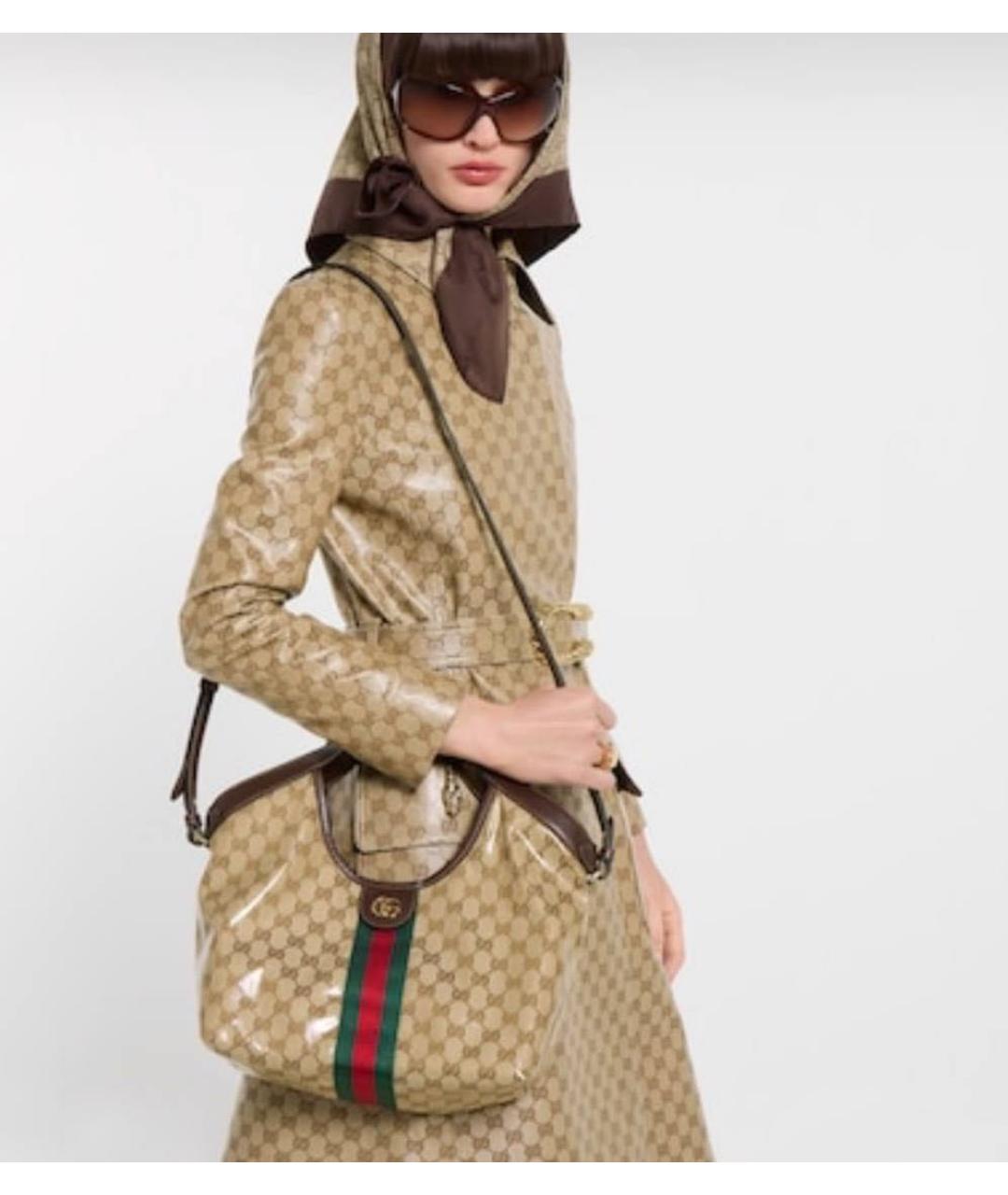 GUCCI Коричневая сумка тоут из канвы, фото 6
