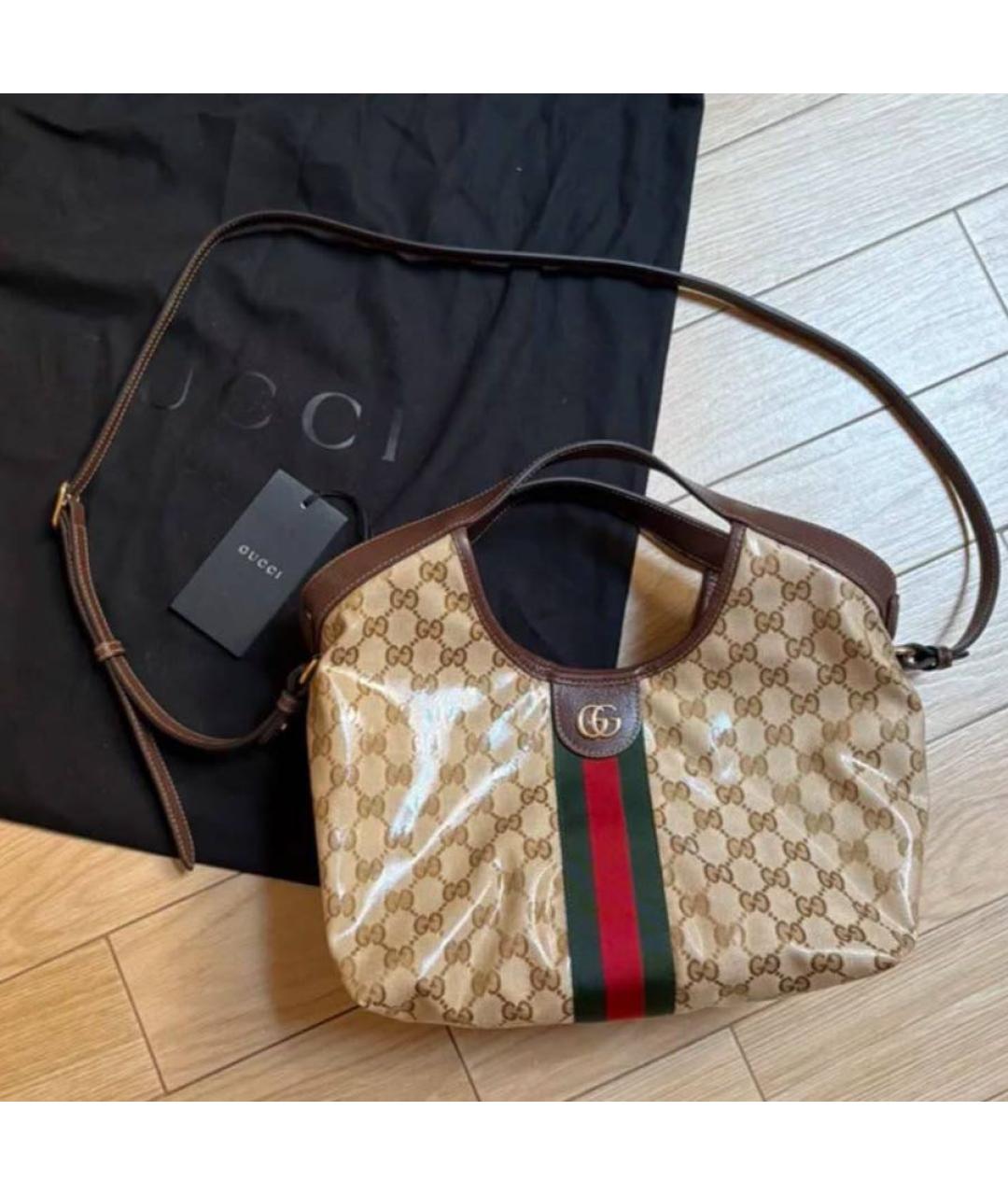 GUCCI Коричневая сумка тоут из канвы, фото 4