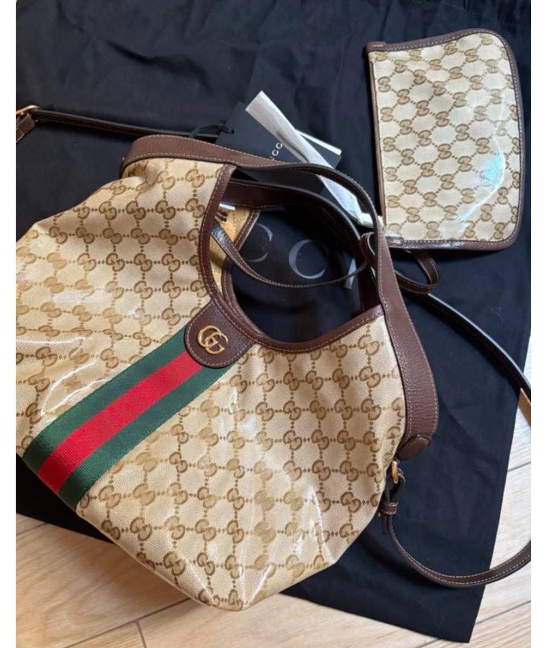 GUCCI Коричневая сумка тоут из канвы, фото 3