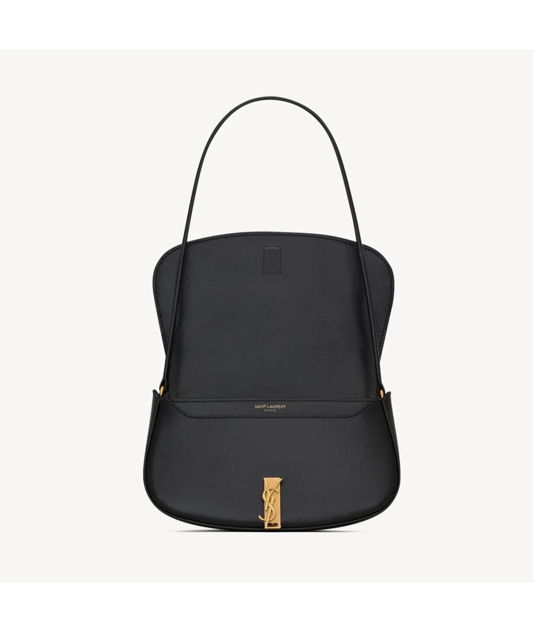 SAINT LAURENT Черная кожаная сумка с короткими ручками, фото 3
