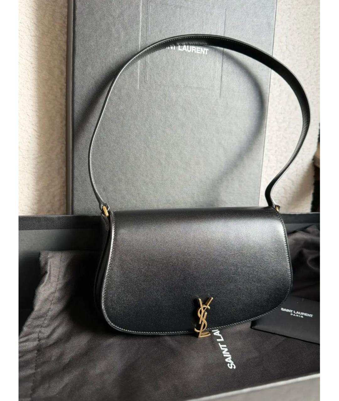 SAINT LAURENT Черная кожаная сумка с короткими ручками, фото 5