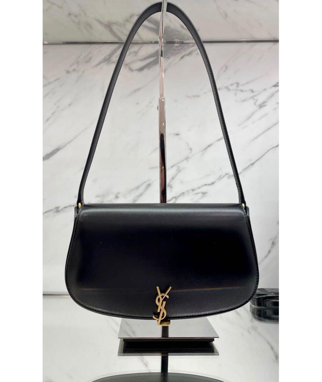 SAINT LAURENT Черная кожаная сумка с короткими ручками, фото 4