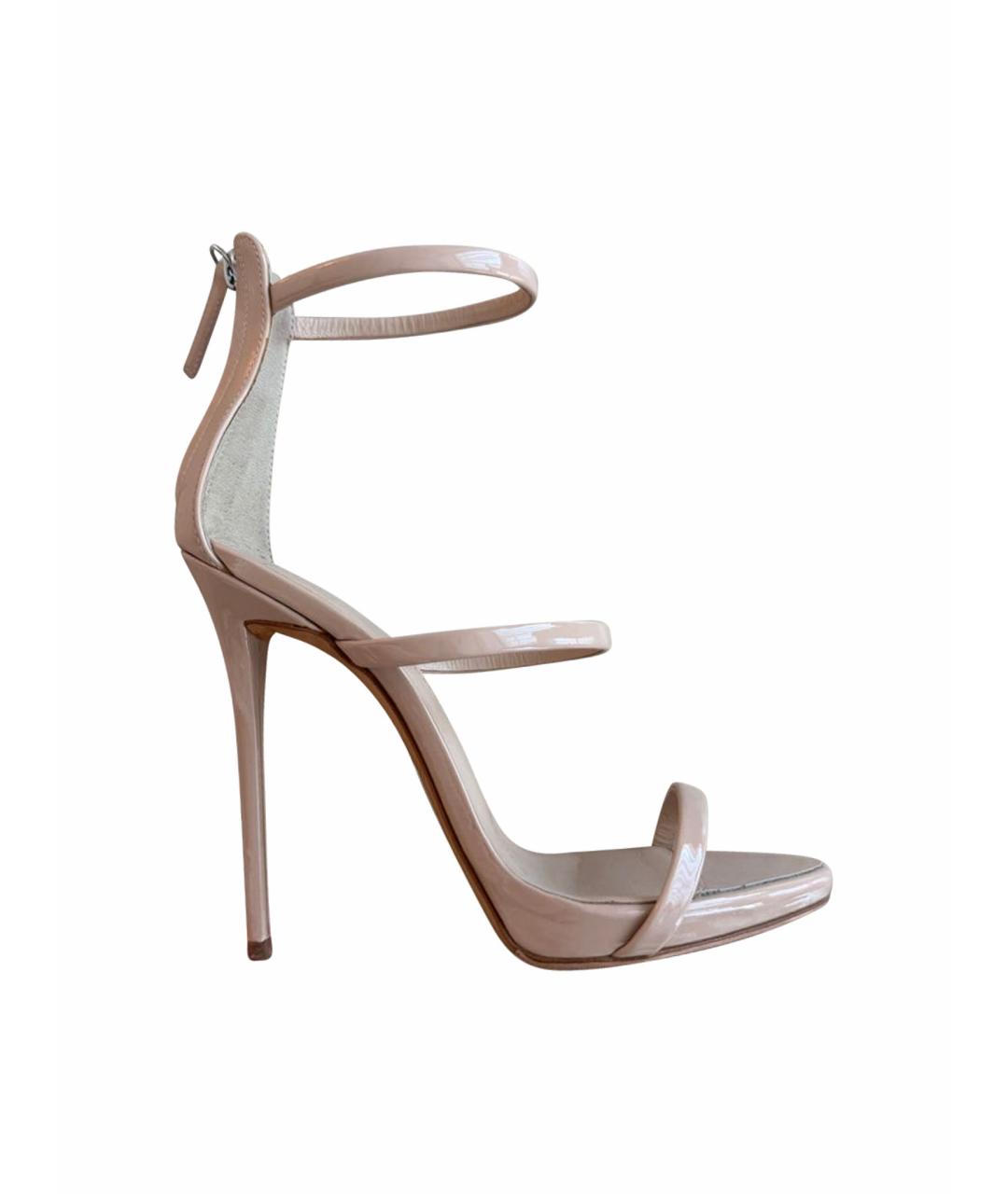 GIUSEPPE ZANOTTI DESIGN Бежевые босоножки из лакированной кожи, фото 6