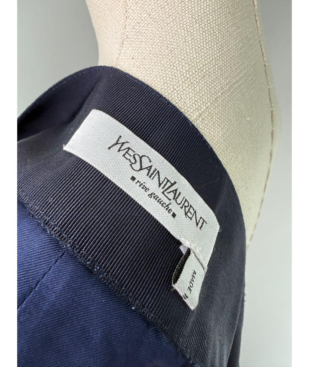 SAINT LAURENT Темно-синяя бархатная юбка миди, фото 8