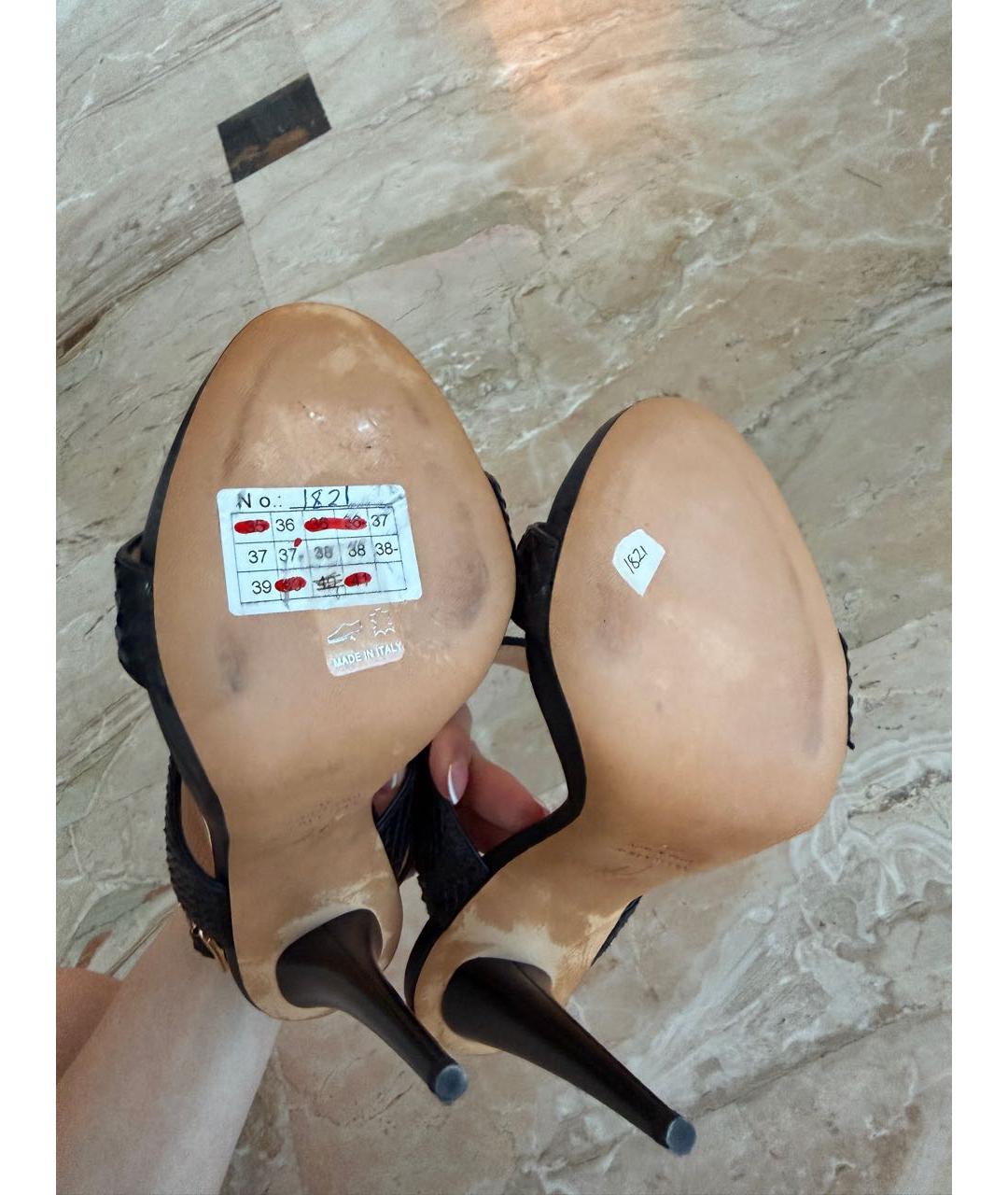 GIUSEPPE ZANOTTI DESIGN Черные босоножки из кожи питона, фото 6