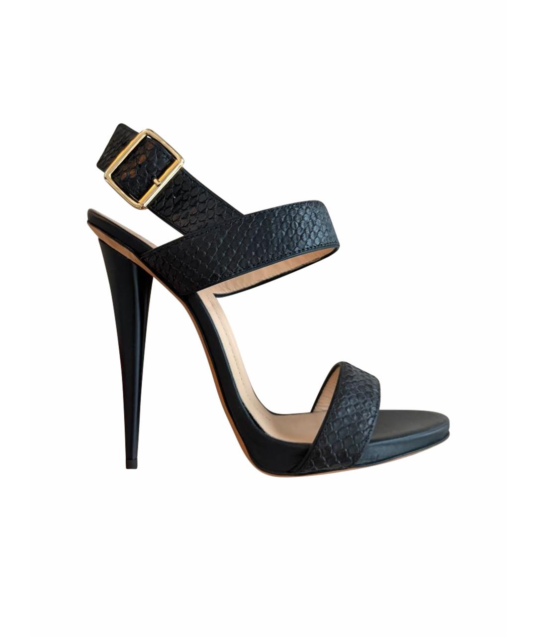 GIUSEPPE ZANOTTI DESIGN Черные босоножки из кожи питона, фото 8