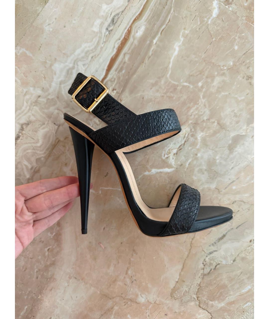GIUSEPPE ZANOTTI DESIGN Черные босоножки из кожи питона, фото 7