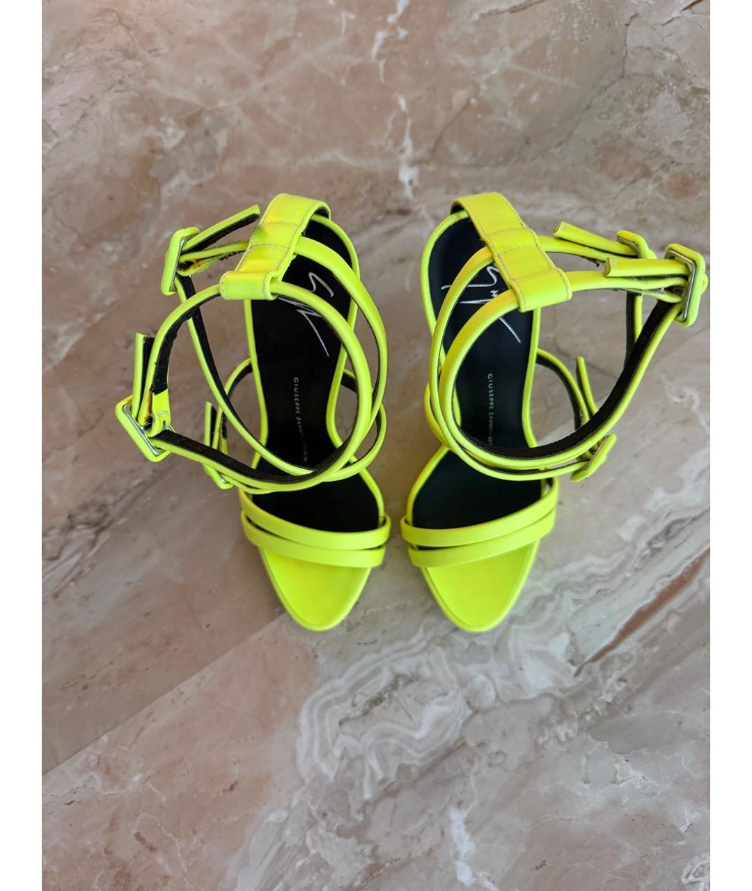 GIUSEPPE ZANOTTI DESIGN Салатовые кожаные босоножки, фото 3