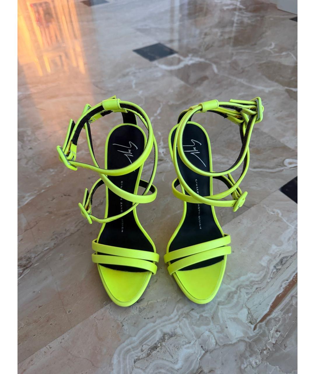 GIUSEPPE ZANOTTI DESIGN Салатовые кожаные босоножки, фото 2