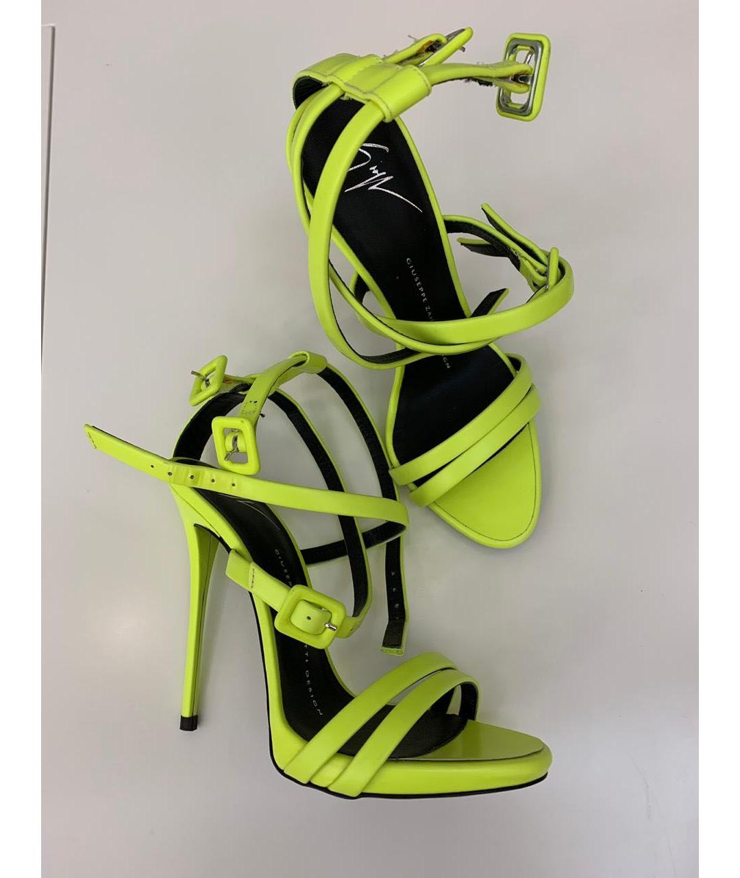 GIUSEPPE ZANOTTI DESIGN Салатовые кожаные босоножки, фото 6
