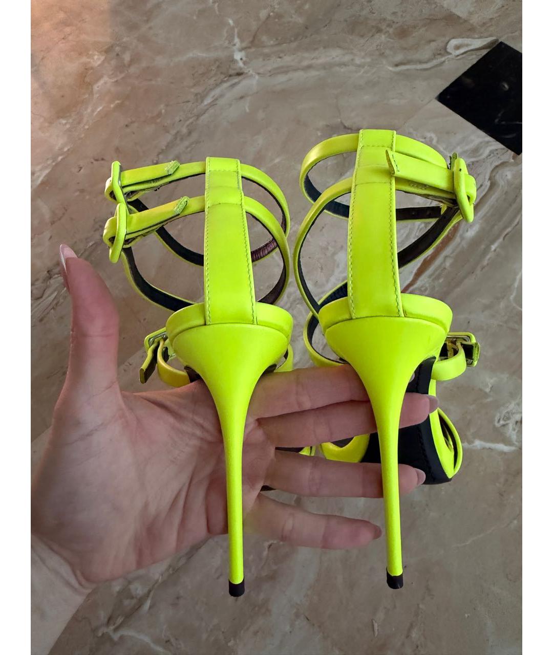 GIUSEPPE ZANOTTI DESIGN Салатовые кожаные босоножки, фото 4