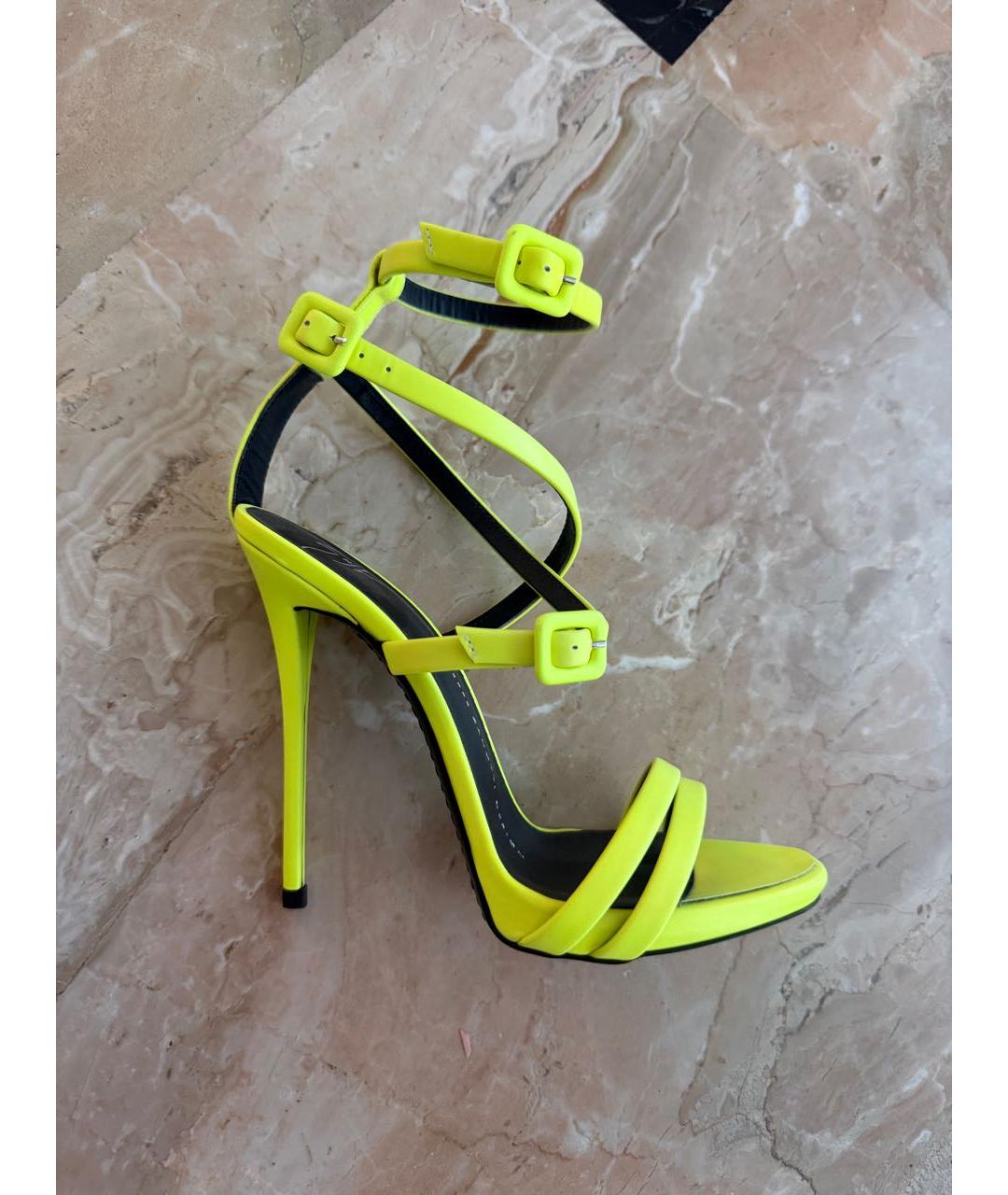 GIUSEPPE ZANOTTI DESIGN Салатовые кожаные босоножки, фото 7