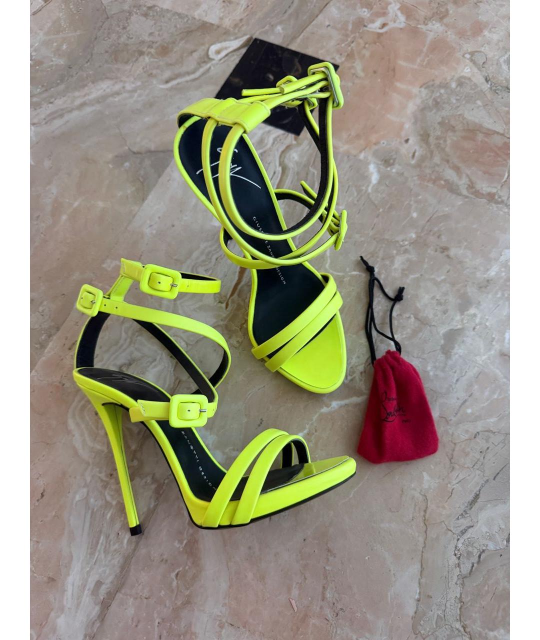 GIUSEPPE ZANOTTI DESIGN Салатовые кожаные босоножки, фото 5