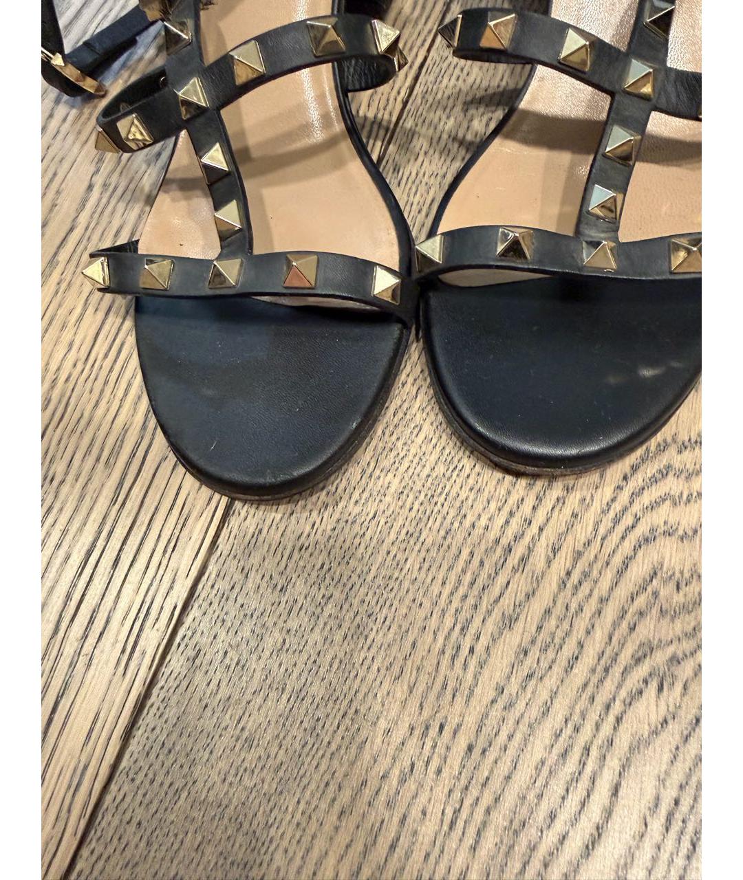 VALENTINO Черные кожаные босоножки, фото 6