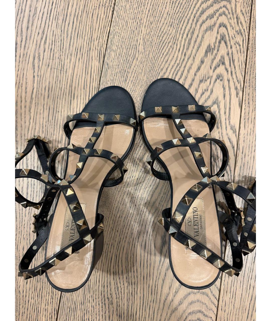 VALENTINO Черные кожаные босоножки, фото 3