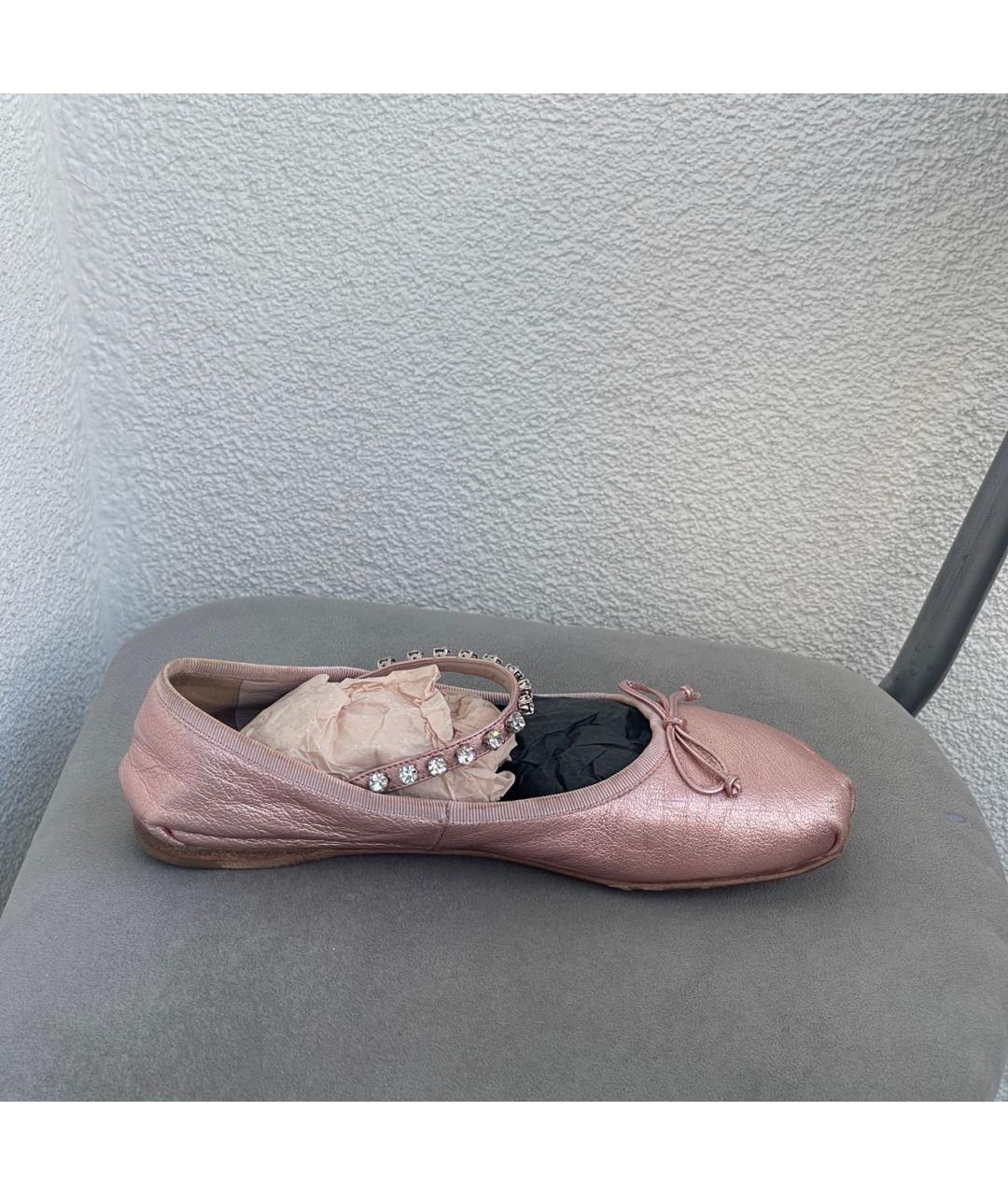 MIU MIU Розовые кожаные балетки, фото 9