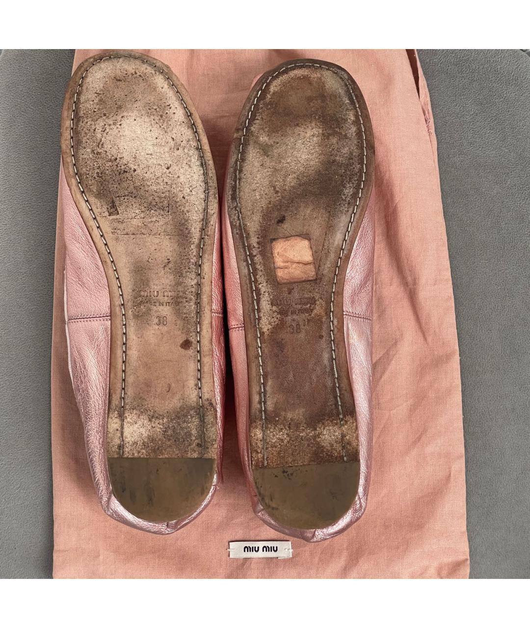 MIU MIU Розовые кожаные балетки, фото 8
