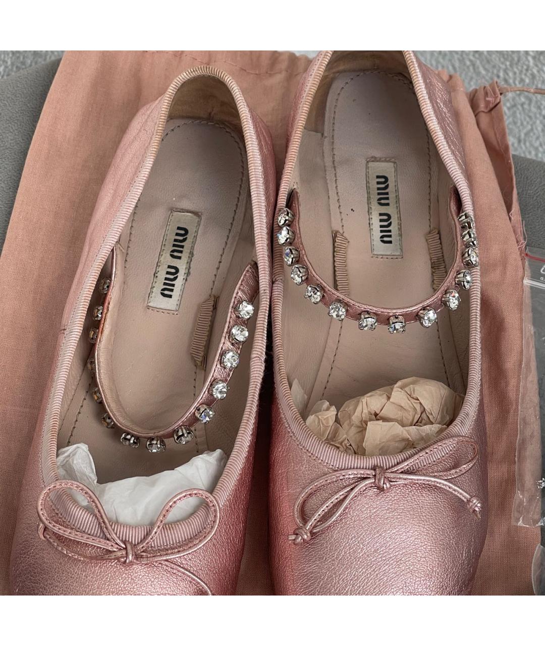 MIU MIU Розовые кожаные балетки, фото 6
