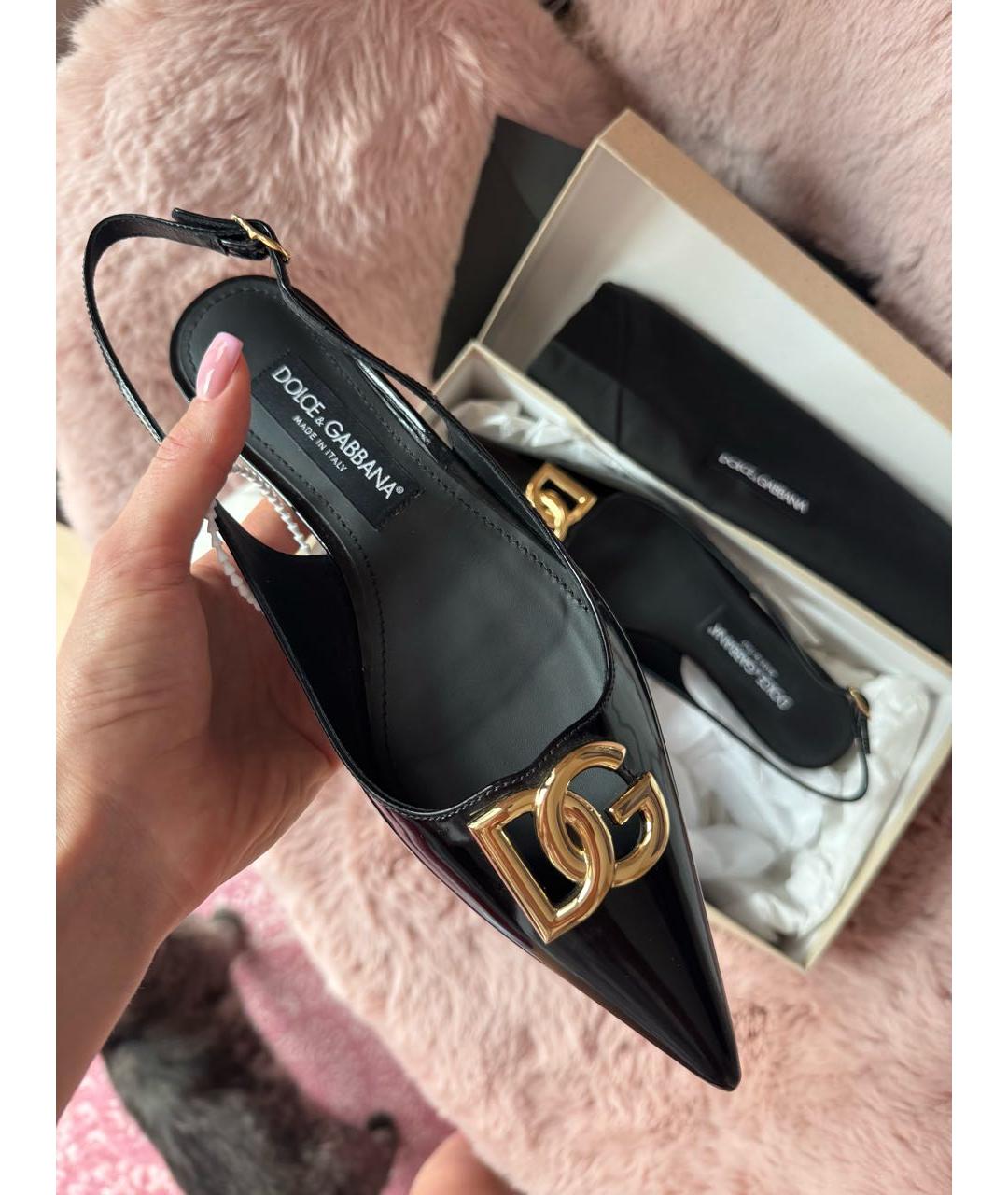 DOLCE&GABBANA Черные балетки из лакированной кожи, фото 2