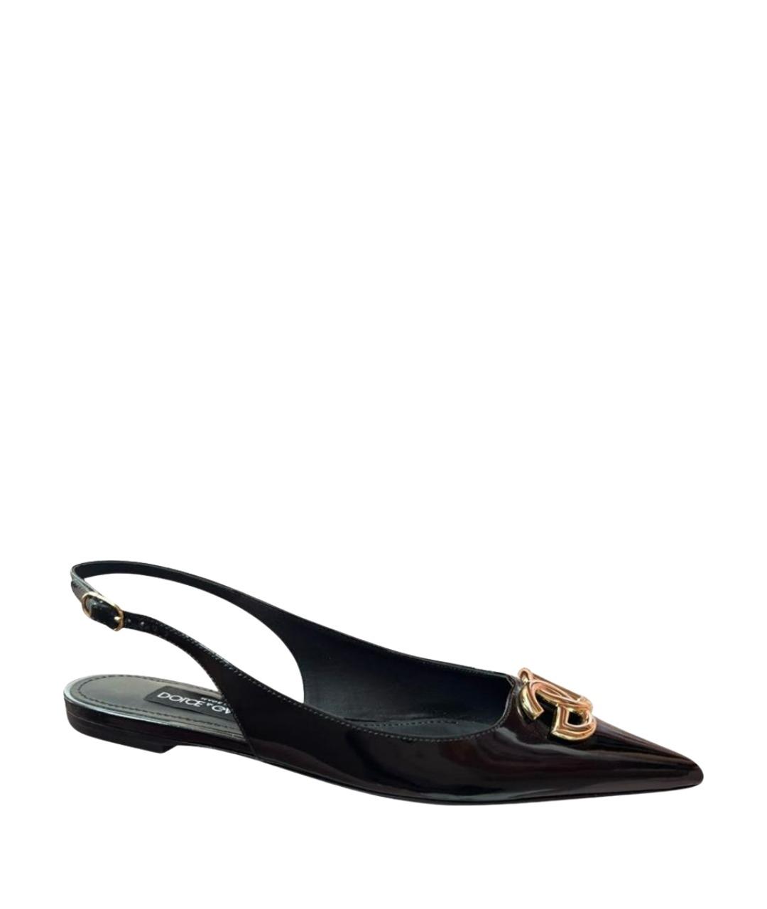 DOLCE&GABBANA Черные балетки из лакированной кожи, фото 1