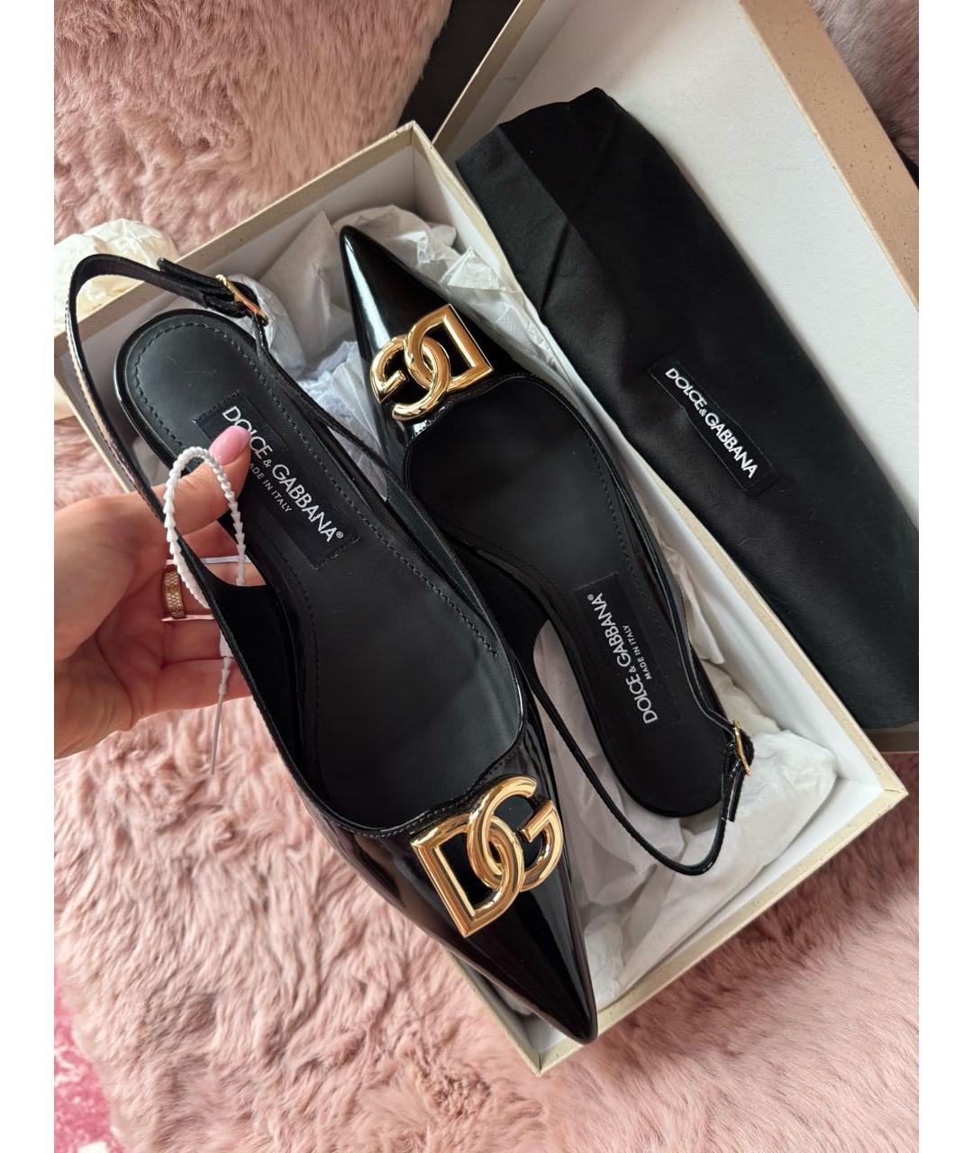 DOLCE&GABBANA Черные балетки из лакированной кожи, фото 3