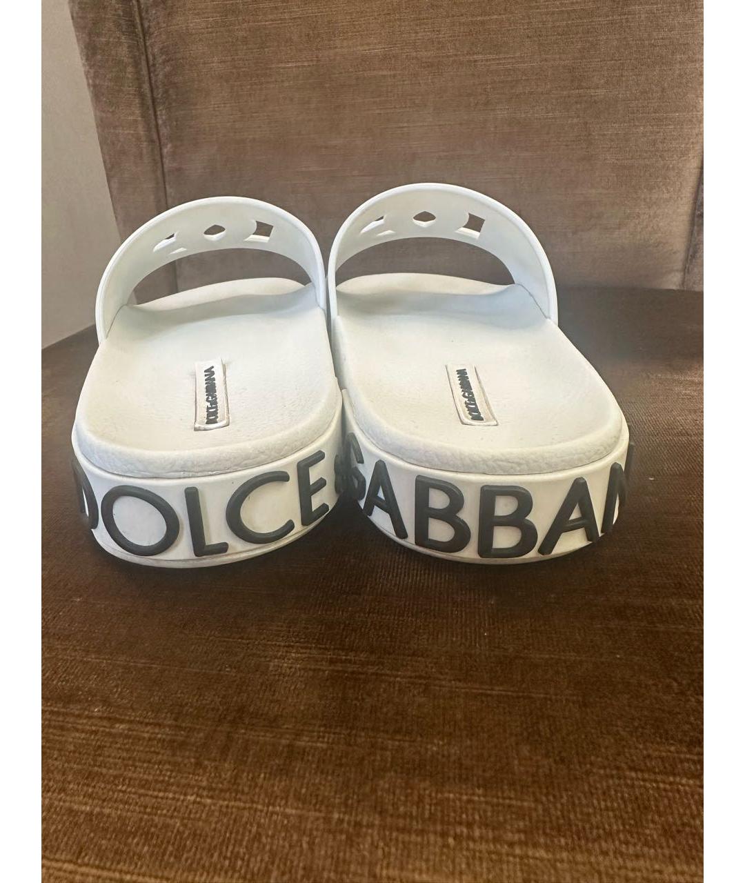 DOLCE&GABBANA Белые резиновые шлепанцы, фото 3