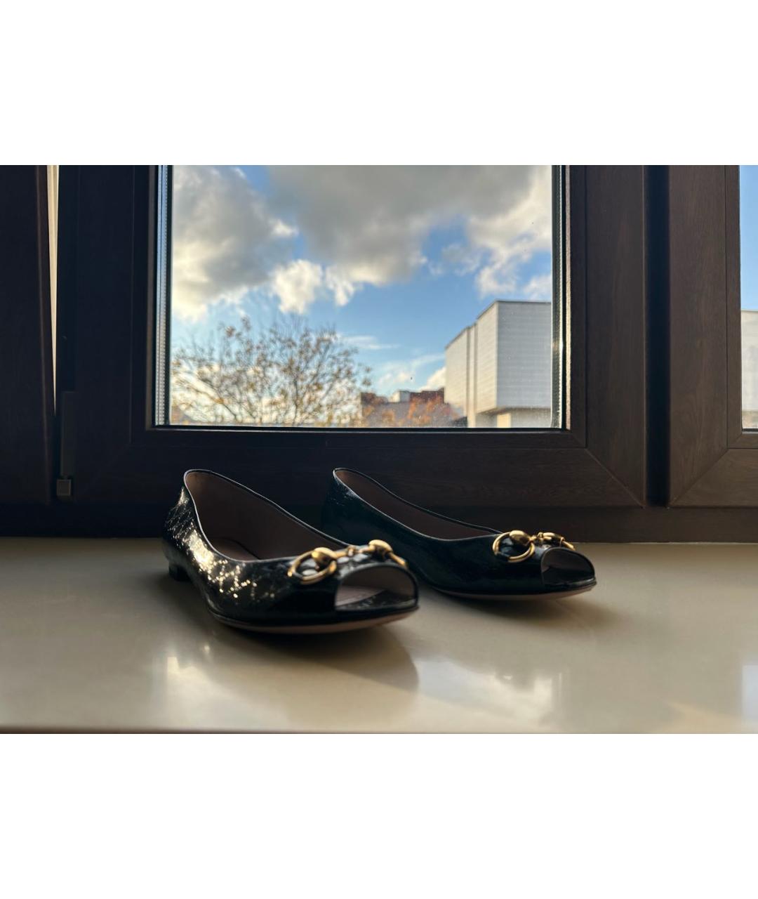 GUCCI Черные балетки из лакированной кожи, фото 4
